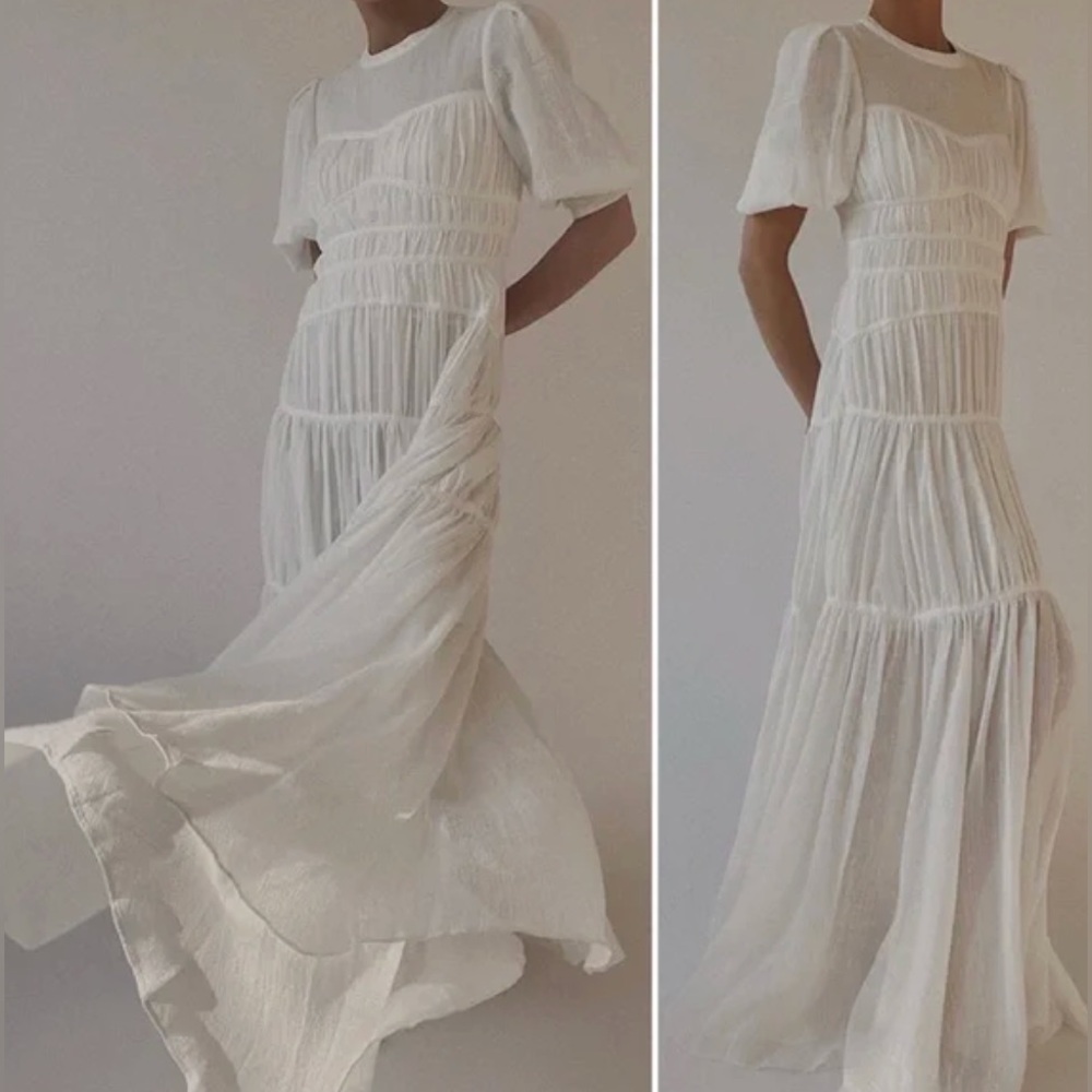 Jonathan Simkhai Fira Ruched Open Back Maxi Dress - Like New